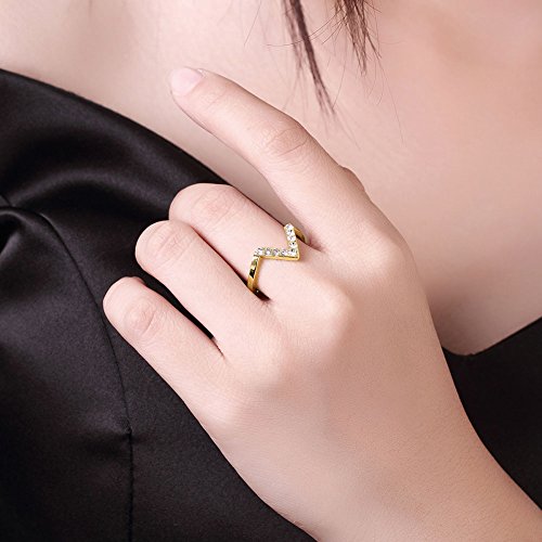 MLOVE Personalized Fashion Jewelry Womens 18K Gold Inlaid Crystal V