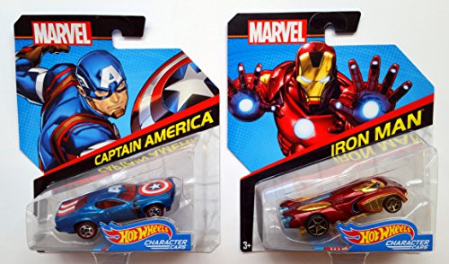 Hot Wheels Marvel Captain America and Iron Man Die-cast Vehicles Bundle
