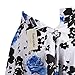Fancyqube(TM Women Pleated Vintage Skirts Floral Print Midi Skirt Blue X-Large