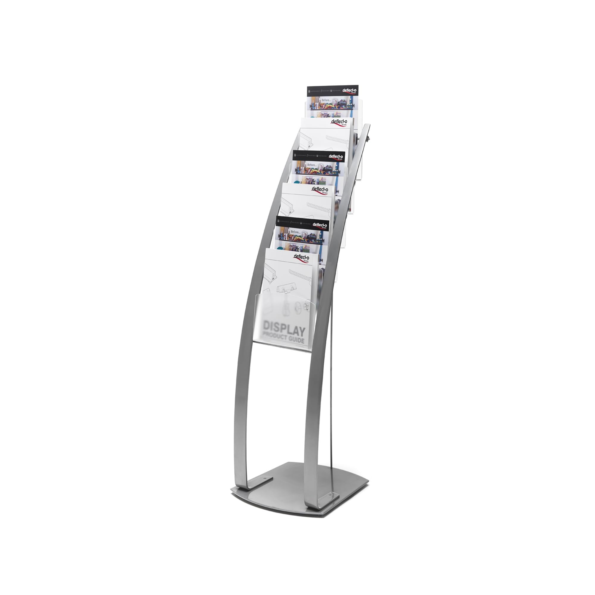 Deflecto 6 Pocket Floor Stand Silver, Sturdy Steel Magazine Rack , A4 Literature File Holder, Letter Rack, A4 Portrait File Display Free Standing