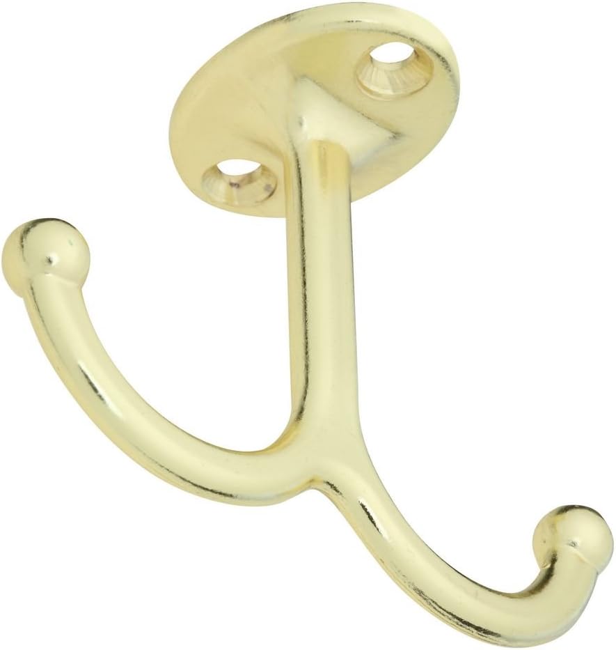 National Hardware N245-811 V165 Undershelf Coat Hooks in Brass, 2 pack