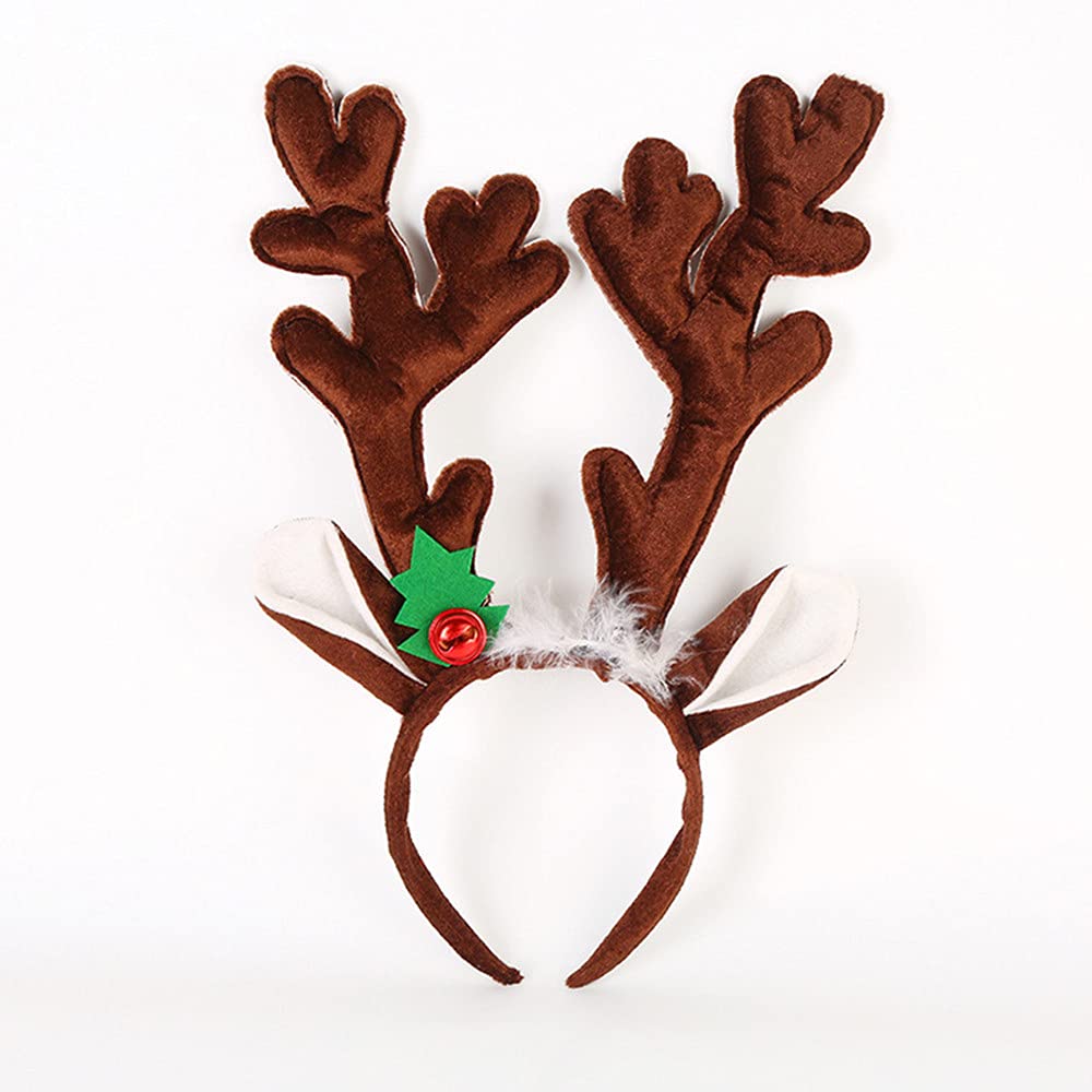 CO B Christmas Headband Headpiece Headband Christmas Reindeer Antlers for Women and Girls, Brown