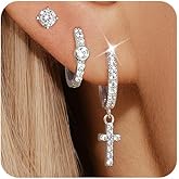 Angelady Gold Hoop Earrings Set for Women, Dainty 14K Gold Plated Flower Moon Cross Dangle Earrings, Hypoallergenic Huggie Hoop Earring Stacks, Stud Earrings for Women Trendy Jewelry Gift