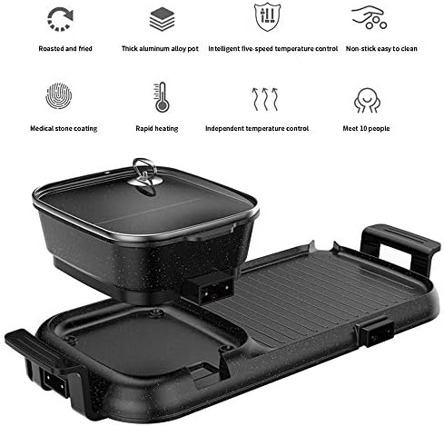 NBWE Electric Grill Hot Pot Iron Plate Smokeless Electric Baking Pan Korean Non-Stick Barbecue Machine Grilled Shovel Iron Grill Shabu-shabu
