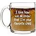 Humor Us Home Goods Favorite Child - 12 oz Glass Coffee Cup Mug - Birthday Present Ideas for Mom Mother Dad from Daughter Son Kids Children - Funny Unique Cups Mugs Stocking Stuffer