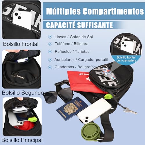 Eshow Expandable Leg Bag for Men and Women, Motorcycle Leg Bag with Adjustable Straps, Waist Packs for Motorcycle Travel Cycling Hiking Sport Black