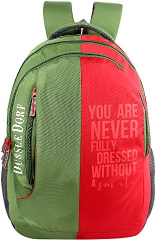 The Blue Pink Polyester 18 Ltr Green & Red Laptop Backpack