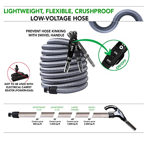 OVO Central Vacuum Deluxe Accessory Kit, 35ft ON/Off Switch Control Low-Voltage Hose, photo 6
