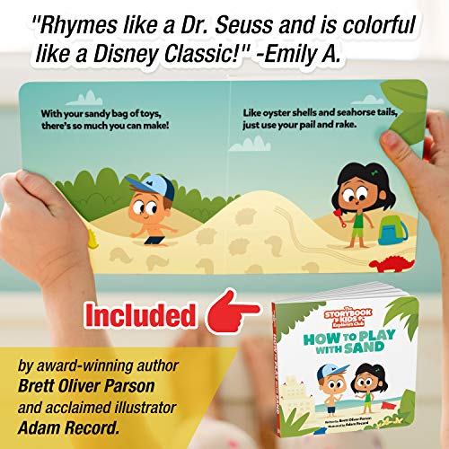 THE STORYBOOK KIDS EXPLORERS CLUB Beach Toys Set - Sandbox Sandcastle Toy 4-Pack for Toddlers with Fun Book - Baby & Toddler Sand Box Toys in Carry Bag - Castle Building Molds Kit for Boys & Girls - Thumbnail 5