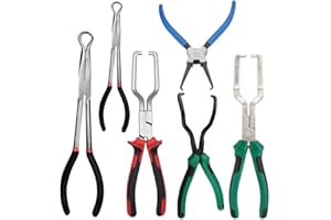 PUSKIU Electrical Disconnect Pliers, 2024 Upgrade Electrical Connector Disconnect Pliers Automotive Electrical Connector Disconnect Pliers Long Spark Plug Removal Pliers Universal Pipe Clip Repair Tool