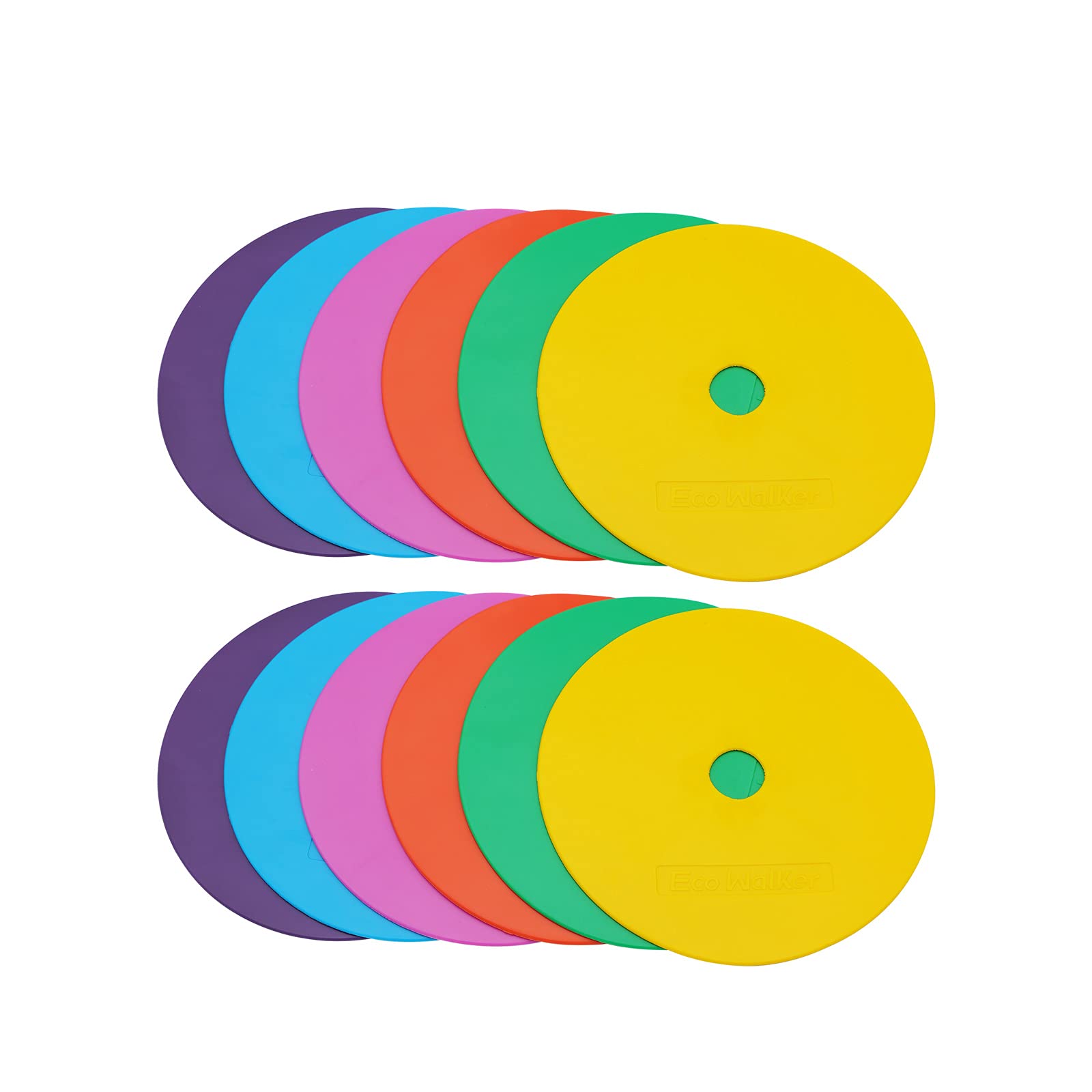 Eco Walker 6inch Non-Skid Flat Cone Spot Markers for Sports Speed Agility Training (with Hole)