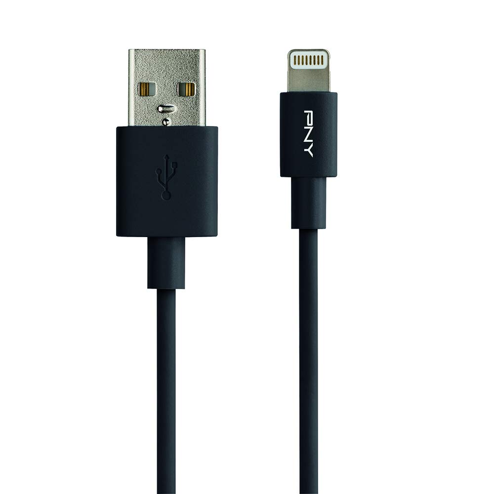 PNY Colored Lightning to USB Charge and Sync Cable - Black