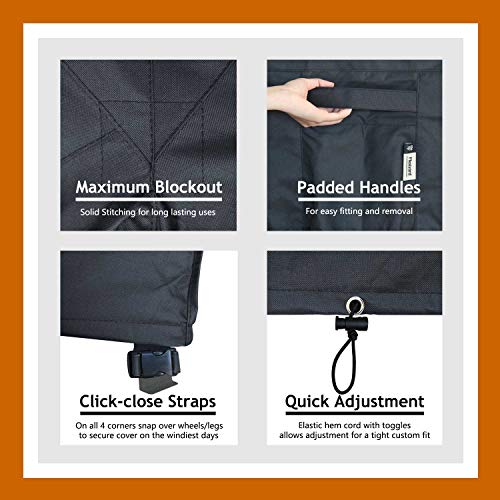 Heavy Duty Outdoor Sectional Sofa Cover, 2020 Upgrade 100"x100" Waterproof 100% 600D Patio Sectional Couch Cover, Lawn Patio Furniture Cover (Midnight Black, V-Shaped-100 x 100") - Image 4