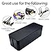 GoStar Cable Organizer Box - Large Black Cord Management Storage Container with Non-Slip Pads - Cover & Hide Power Strips, Adapters, Device Chargers, Ethernet, Computer & USB Cables & Electrical Cords