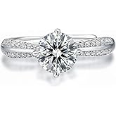 Bowisheet Size 6.5 Cubic Zirconia Engagement Ring for Women, Stainless Steel, Genuine CZ, Non Tarnish, Hypoallergenic, Wedding Band, Gifts for Her