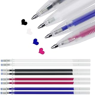 BUZIFU 12 Stück Hitze Löschbar Stifte für Stoff mit 8 Minen Durch Wärme abwischbare Markierung Stifte für Schneider Nähen Quilten Schneiderei, 4 Farben Hitze Abwischbare Stifte