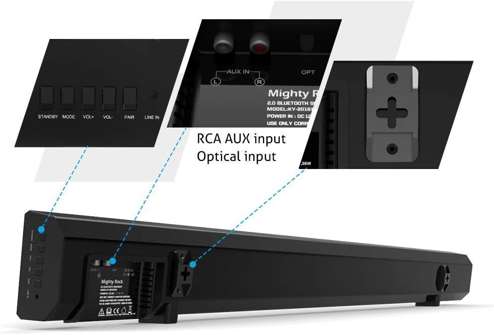 mighty rock 30w 2.0 channel soundbar