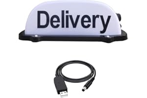FUNGNLY USB Rechargeable Delivery Light, Roof Delivery Sign with Magnetic Waterproof For Cab Roof Top Illuminated Sign (WHITE)