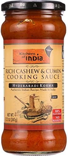 Kitchen Of India Cooking Sauce - Rich Cashew and Cumin - Hyderabadi Korma - 12.2 oz - case of 6 - Dairy Free - Yeast Free - Wheat Free- by Kitchen Of India