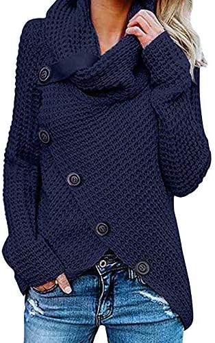 Creazy Women Button Long Sleeve Sweater Sweatshirt Pullover Tops Blouse