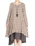 Mordenmiss Women's Plaid Irregular Hem Dress