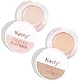Kaely 2Pcs Shimmer under Eye Brightener, Conceal Brighten Dark Circles, Color Correcting Pot Concealer for Dark Circles, Waterproof, Vegan Makeup & Cruelty-Free, 03 Ivory White & 04 Light