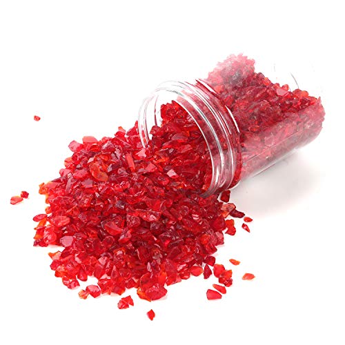 Alan Stone High Luster Reflective Fire Glass Gravel,Fire Gems,Fire Drops,Fire Glass Pebbles Stones Beads Chips for Fire Pit Fish Tank Aquarium Garden,3-6mm 305g/0.67lb (Red)