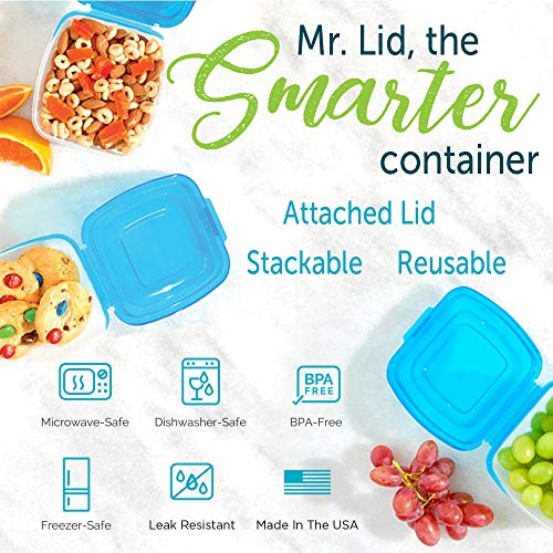 Mr. Lid Premium Attached Storage Containers Permanently Attached Plastic Lid, Never Lose