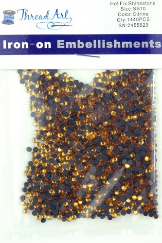 SS10 (3mm) Citrine Hot Fix Rhinestones 10 Gross (1440 stones/pkg) Hotfix Rhinestones - 32 Colors and 4 sizes available
