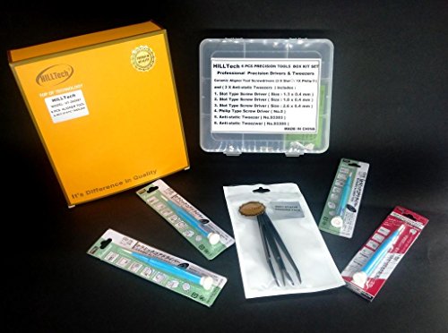 Click Here to See More Images 6 PCS Ceramic screwdriver Alignment Tool Set with Anti Static Tweezers and PP Storage Box