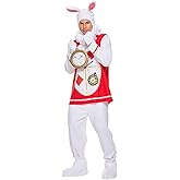 EraSpooky Adult Bunny Costume Men Halloween White Rabbit Mascot Suit