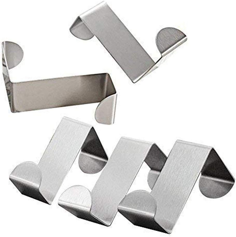 Hamosky Over Door Hook Coat Hooks Rack Heavy Duty Reversible Stainless Steel 5 Pcs (3x4.5cmx6cm)