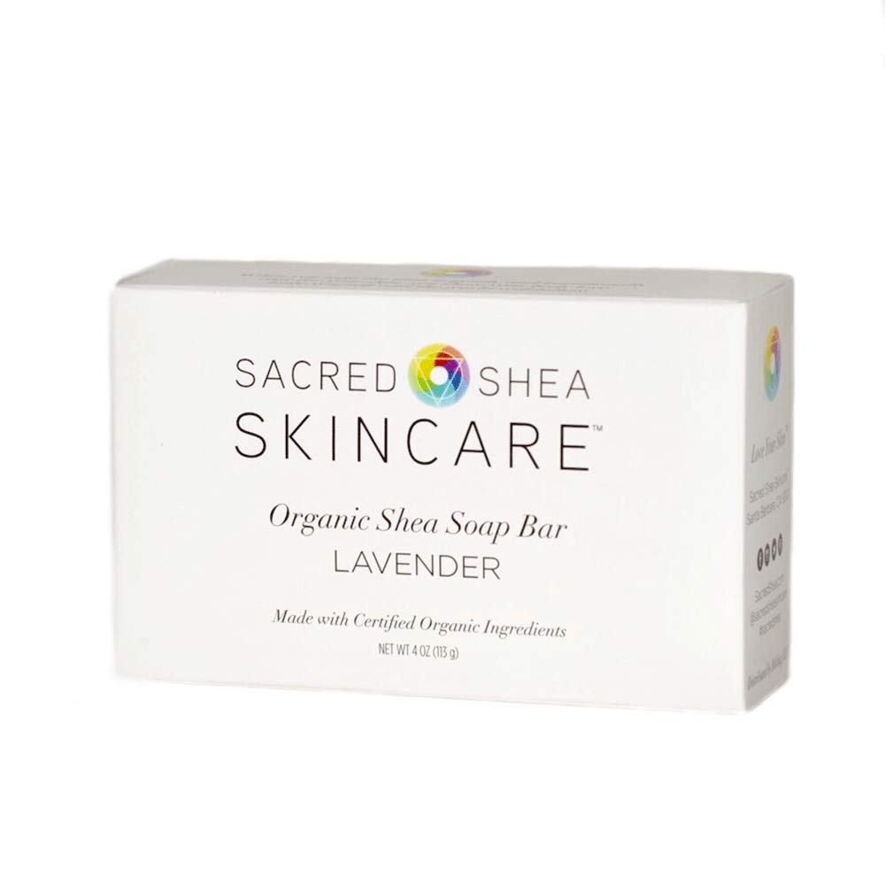 Sacred Shea Skincare Organic Lavender Shea Beauty Bar, Sensitive Skin Beauty Bar, Acne Treatment, Eczema Soap, Lavender, 4 oz.