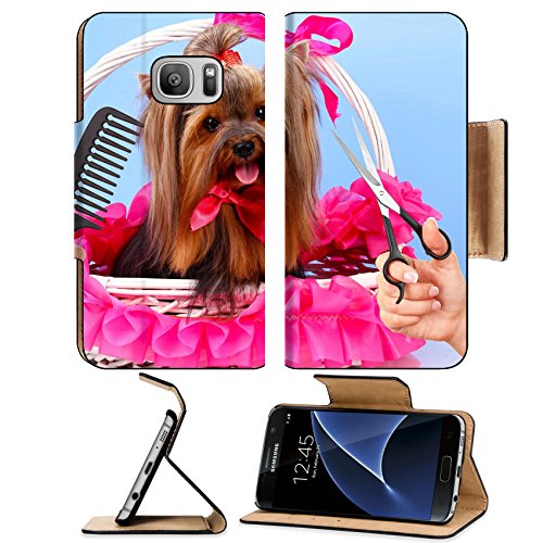 MSD Premium Samsung Galaxy S7 Flip Pu Leather Wallet Case IMAGE ID: 34941429 Yorkshire terrier grooming at the salon for dogs