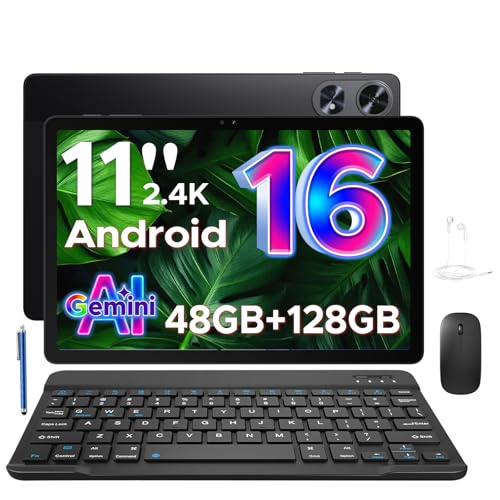 BIRDCLAW P11 Pro Tablet 11 Pollici, Gemini AI Tablet Android 16, 48GB RAM+128GB ROM/2TB TF, 8800mAh/18W, Octa-Core T7250, 90Hz, 13MP+5MP, GPS/FM/Face ID, Tablets con Tastiera e Penna, Nero