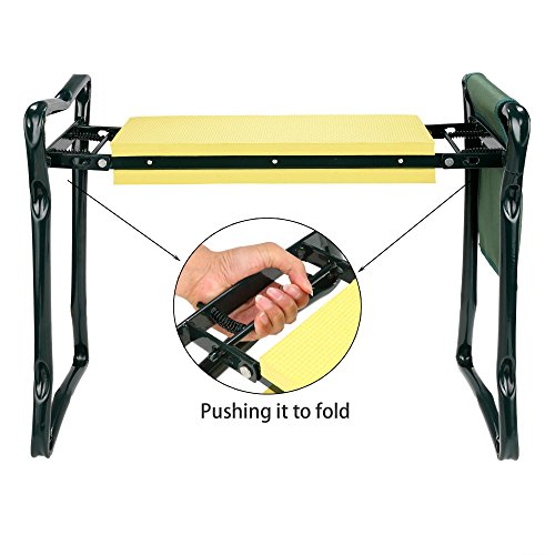 Elever Home Garden Kneeler, Folding EVA Foam Padding Seat Outdoor Lawn Bench Chair Kneeler With Tool Pouch[US Stock] (Yellow) - Thumbnail 2