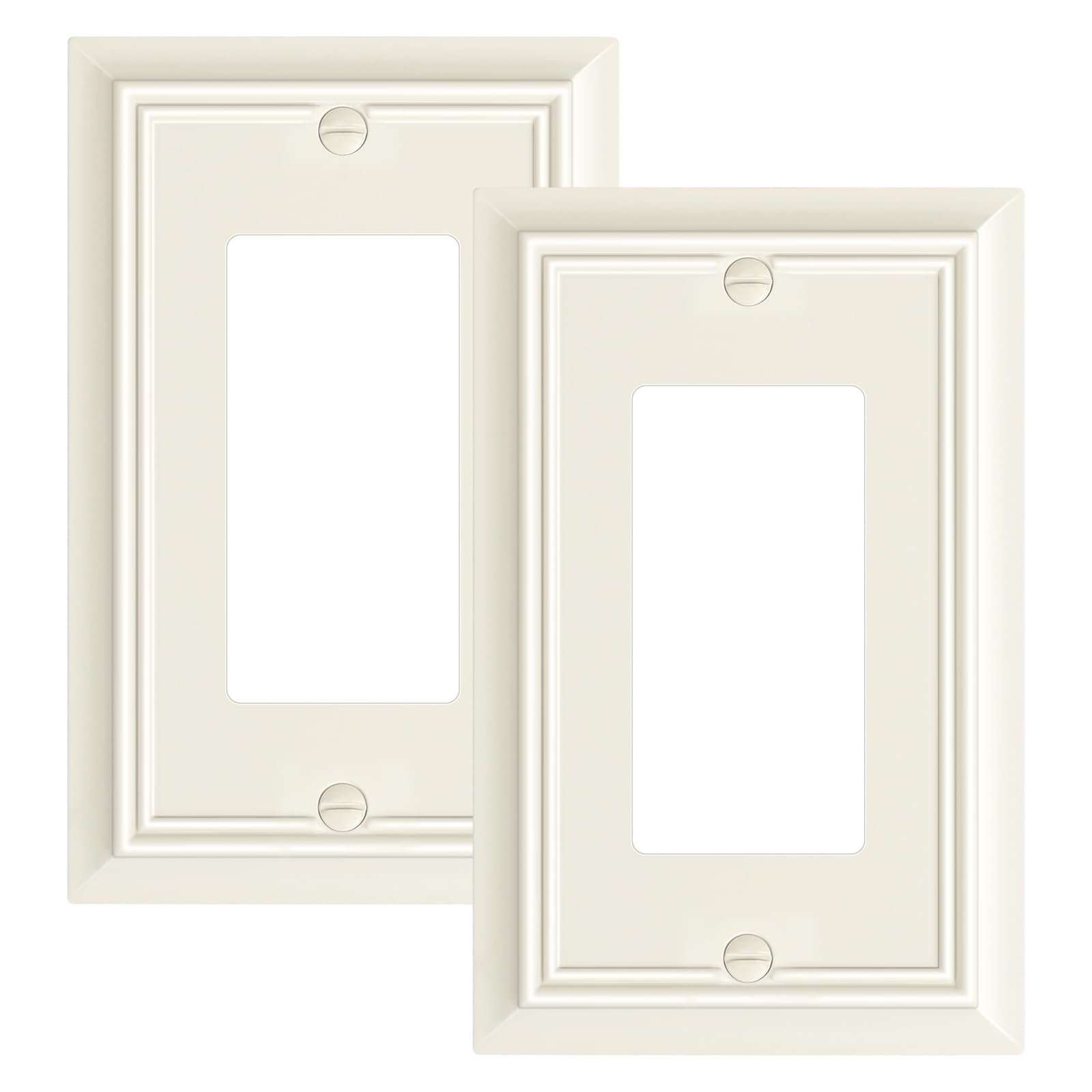 Photo 1 of 2-Pack Decorator Wall Plate Cover, Light Almond Decorative Switch Plates and Outlet Covers, Durable Natural Bamboo Fiber Wall Plates for Electrical Outlets, Receptacle, GFCI Outlet, Dimmer Switch