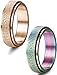 FIBO STEEL 2 Pcs 6MM Stainless Steel Spinner Wedding Rings for Women Men Engagement Promise Ring,Size 7