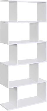 VASAGLE 5-Tier Bookshelf Room Divider White LBC62WT Modern Storage