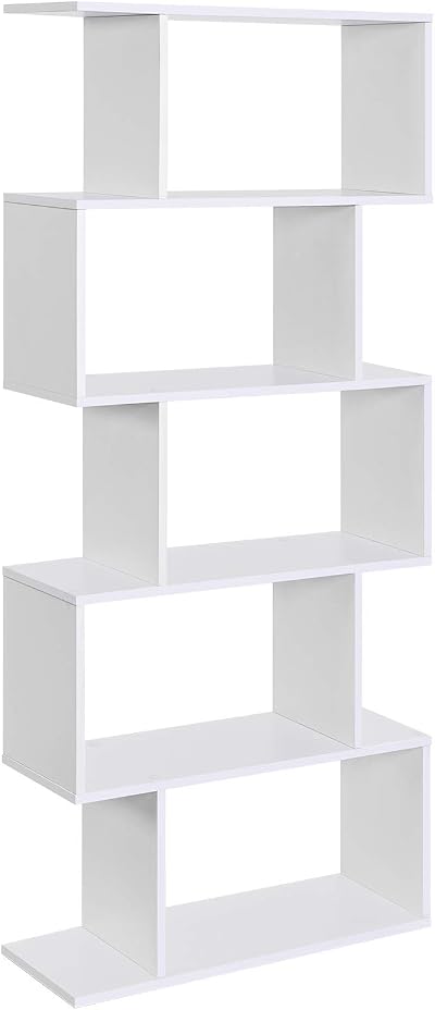 VASAGLE 5-Tier Bookshelf Room Divider White LBC62WT Modern Storage