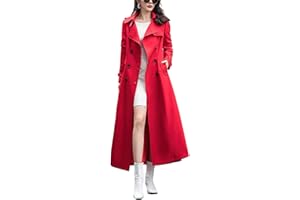 chouyatou Women's Fall Dressy Office Double Breasted Maxi Long Trench Coat Overcoat