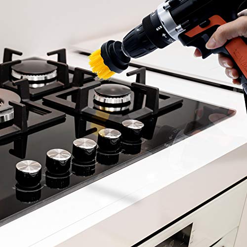 Glotoch Express Drill Brush 3 pack kit Medium- Yellow All purpose Cleaner Scrubbing Brushes for Bathroom, surface, Grout, Tub, Marble, Shower, Kitchen, Auto, Boat(Drill NOT Included)