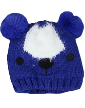 Cute Bear Baby Hat Knitted Wool Crochet Hat Baby Boys Caps Winter Ear Velvet Headwrap Hair accessories