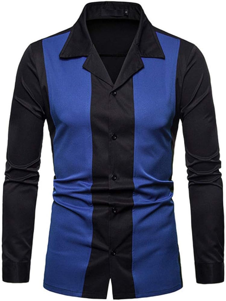 Loeay Hombre Solapa a Juego Camisa de Manga Larga de Gran tamaño Casual Camisa Delgada para Hombre Tamaño Azul Tamaño Europeo S: Amazon.es: Ropa y accesorios