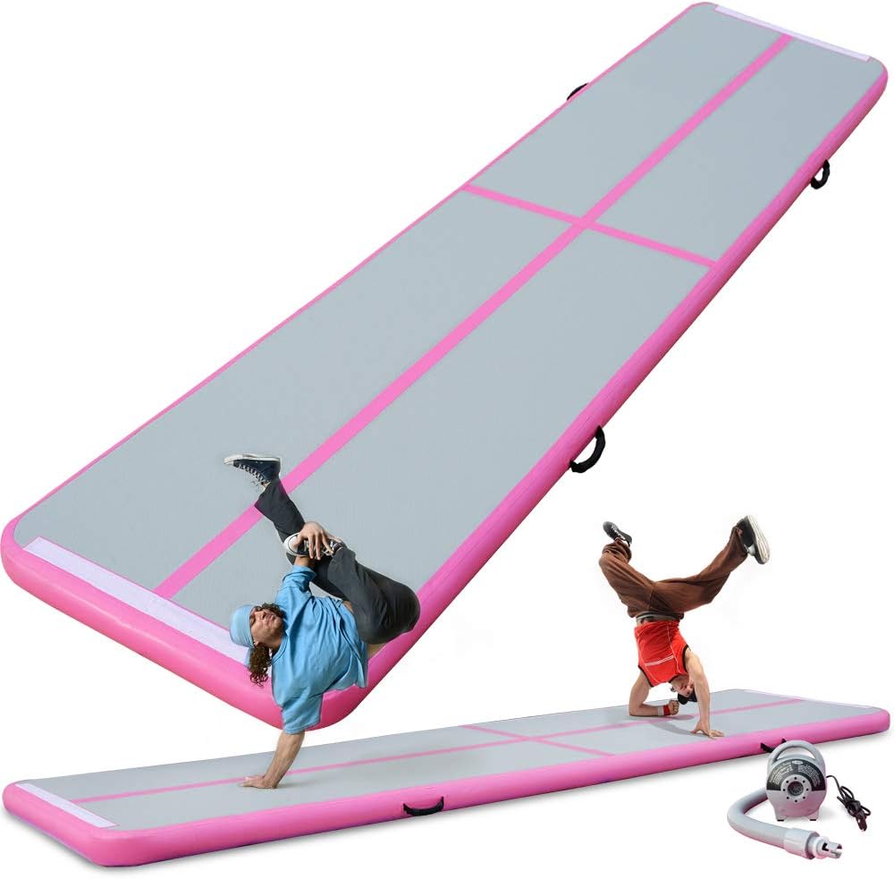 Lamlingo Air Track Tumbling Mat 6.56ft/9.84ft/13.1ft/16.4ft/19.7ft/23ft/26.2ft/29.5ft/32.8ft/36ft/39.4ft Gymnastics Inflatable Airtrack Gym Mats with Electric Air Pump Home Indoor Workout Training