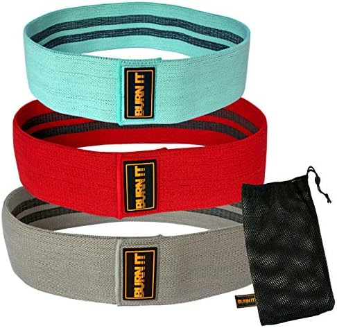 Resistance Bands for Booty Workout, Physical Therapy, Sports, Fitness, Thighs & Hip Exercise. Soft Cotton Wide Thick Non-slip Set with Mesh Bag. 3 Levels of Resistance. Gym Equipment for Women and Men