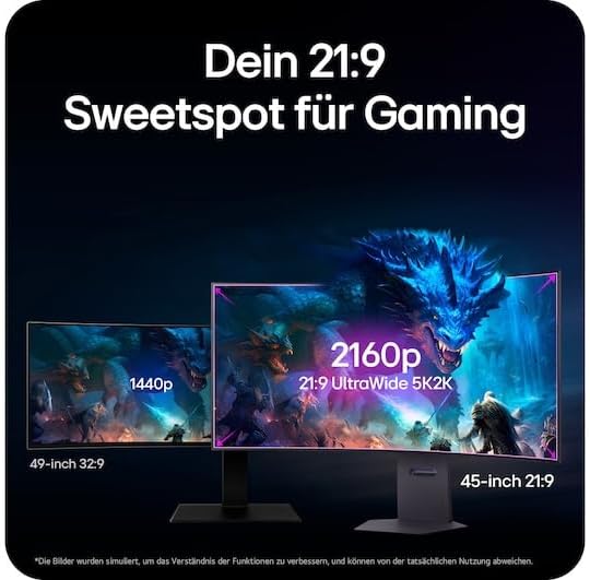 Ultragear™ 45GX950A-B.AEU (45 Zoll) 21:9 Curved 800R 5K2K OLED Gaming-Monitor, 165Hz/330Hz, AMD FreeSync™ Premium Pro, DisplayHDR™ True Black 400, 2X HDMI 2.1, Schwarz