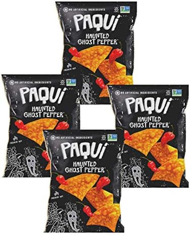MiDAStick Haunted Ghost Pepper 5.5 Ounce Valentine Day Love Party Spicy Tortilla Chips 4 Pack