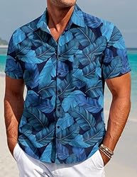 COOFANDY Mens Hawaiian Shirt Short Sleeve Button