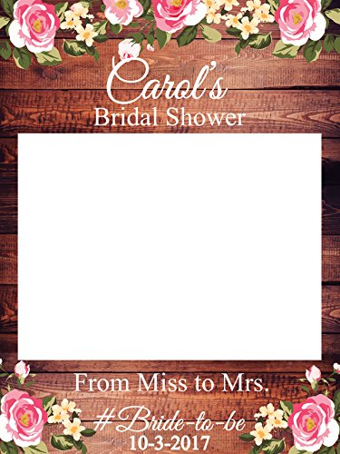 Custom Floral Bridal Shower Photo Booth Frame - Sizes 36x24, 48x36; Personalized Rustic Bridal Shower Decorations, Bridal Shower Photo Prop, wooden Bridal Shower, Handmade Party Supply Photo Booth